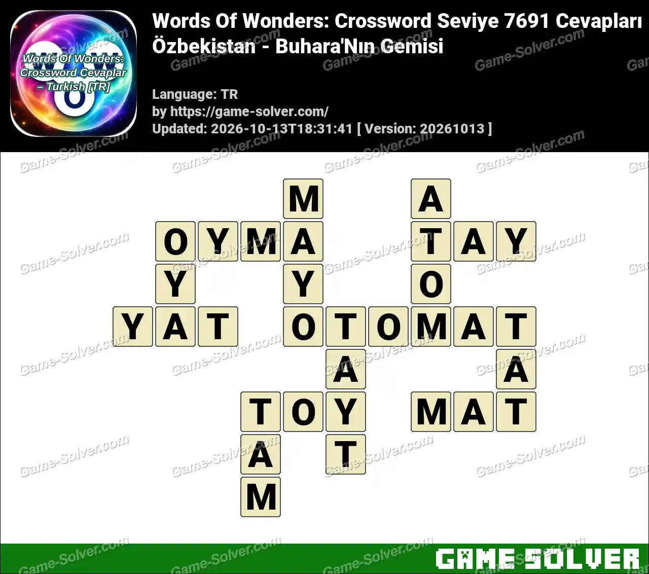 Words Of Wonders: Crossword Seviye 7691 Cevapları – Özbekistan – Buhara’Nın Gemisi